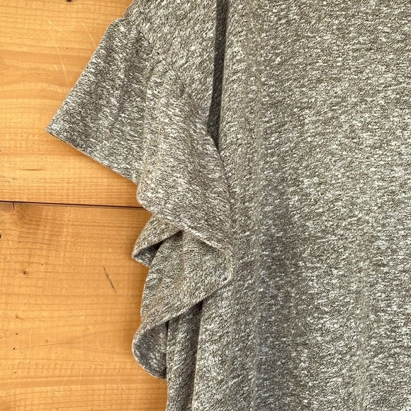 Sonoma Flutter Ruffle Sleeve V-Neck Tee. Plus size 2X. Heather Brown. - Picture 5 of 8